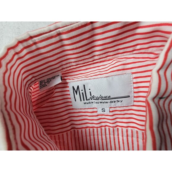 Vintage MiLi Lovecore 90s Button Up Shirt Valentines Heart Red Striped Top Small - Picture 3 of 10